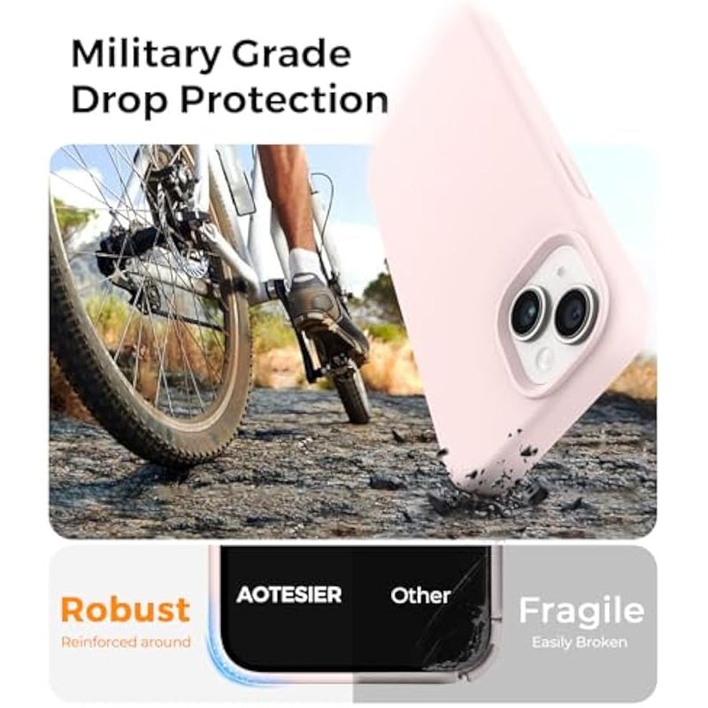 Compatible with iPhone 14 Case, Full Body Food-Grade Silicone Wear-Resistant, Anti-Drop Protection with Soft Anti-Scratch Microfiber Lining Phone Case for iPhone 14, 6.1 inch, Chalk Pink - Image 3